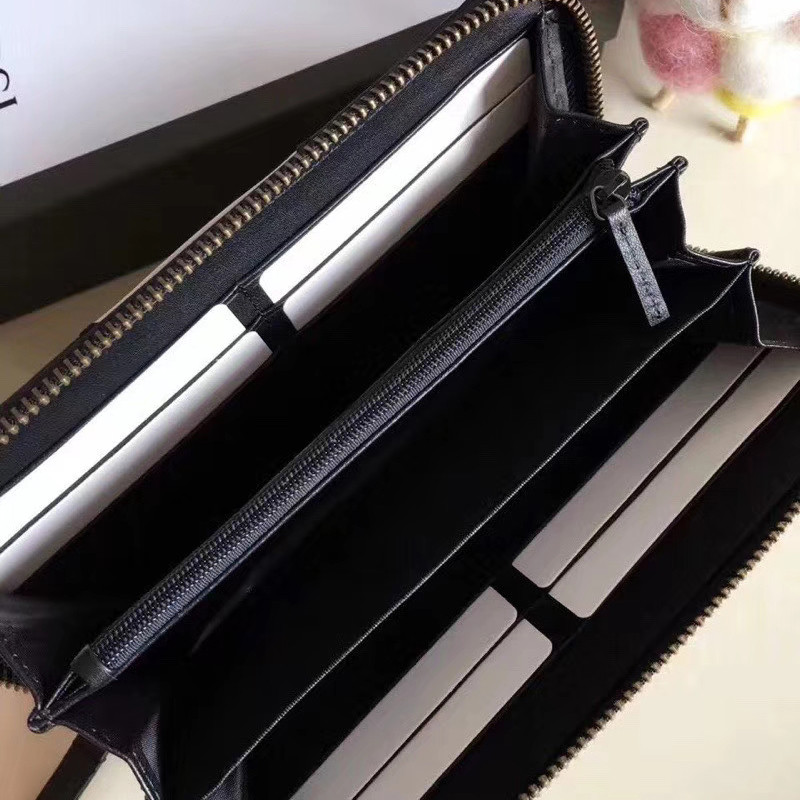 Gucci GG Marmont Zip Around Wallet 443123 Black / White