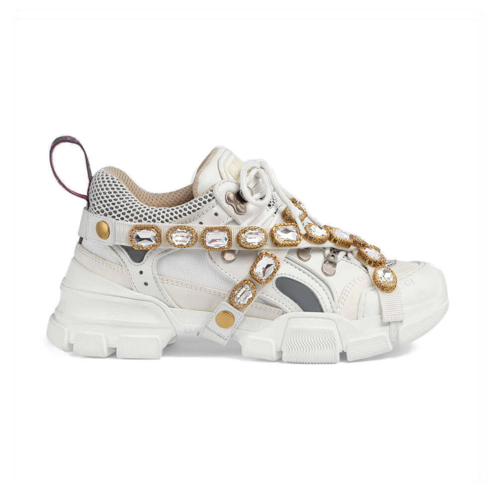 Gucci Flashtrek Sneaker With Removable Crystals 541445 White