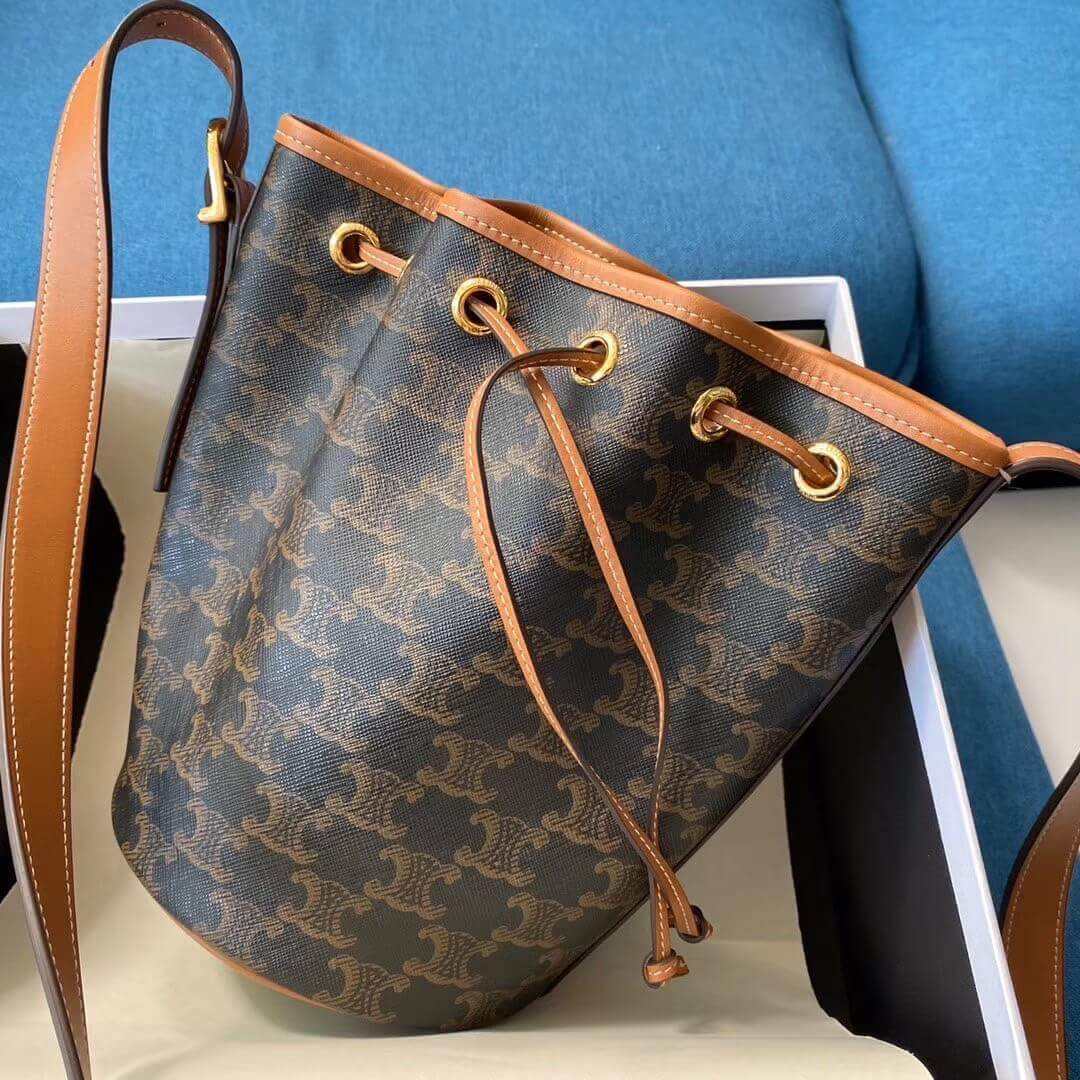 Celine Small Drawstring Bag In Triomphe Canvas 191142