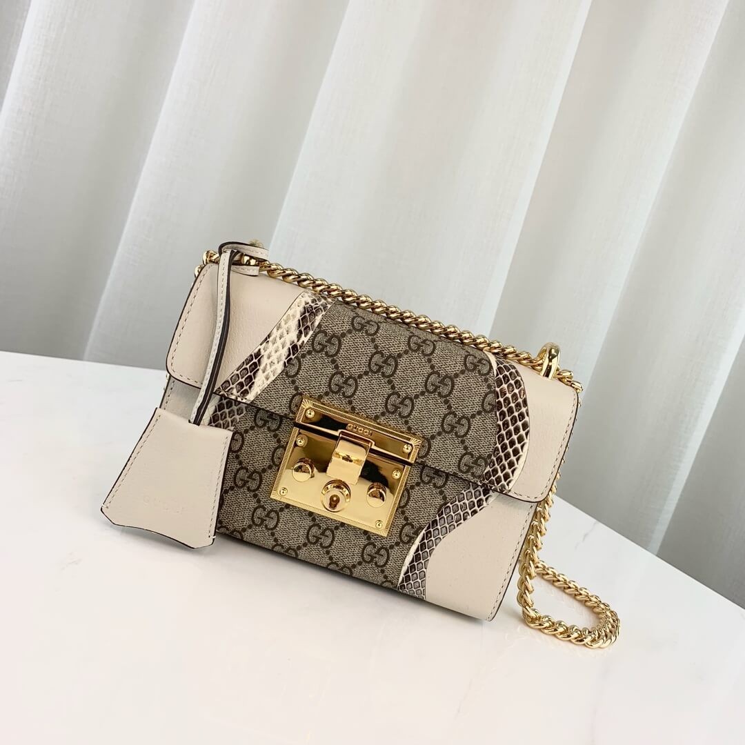 Gucci Padlock Snakeskin Small Shoulder Bag 432182 White