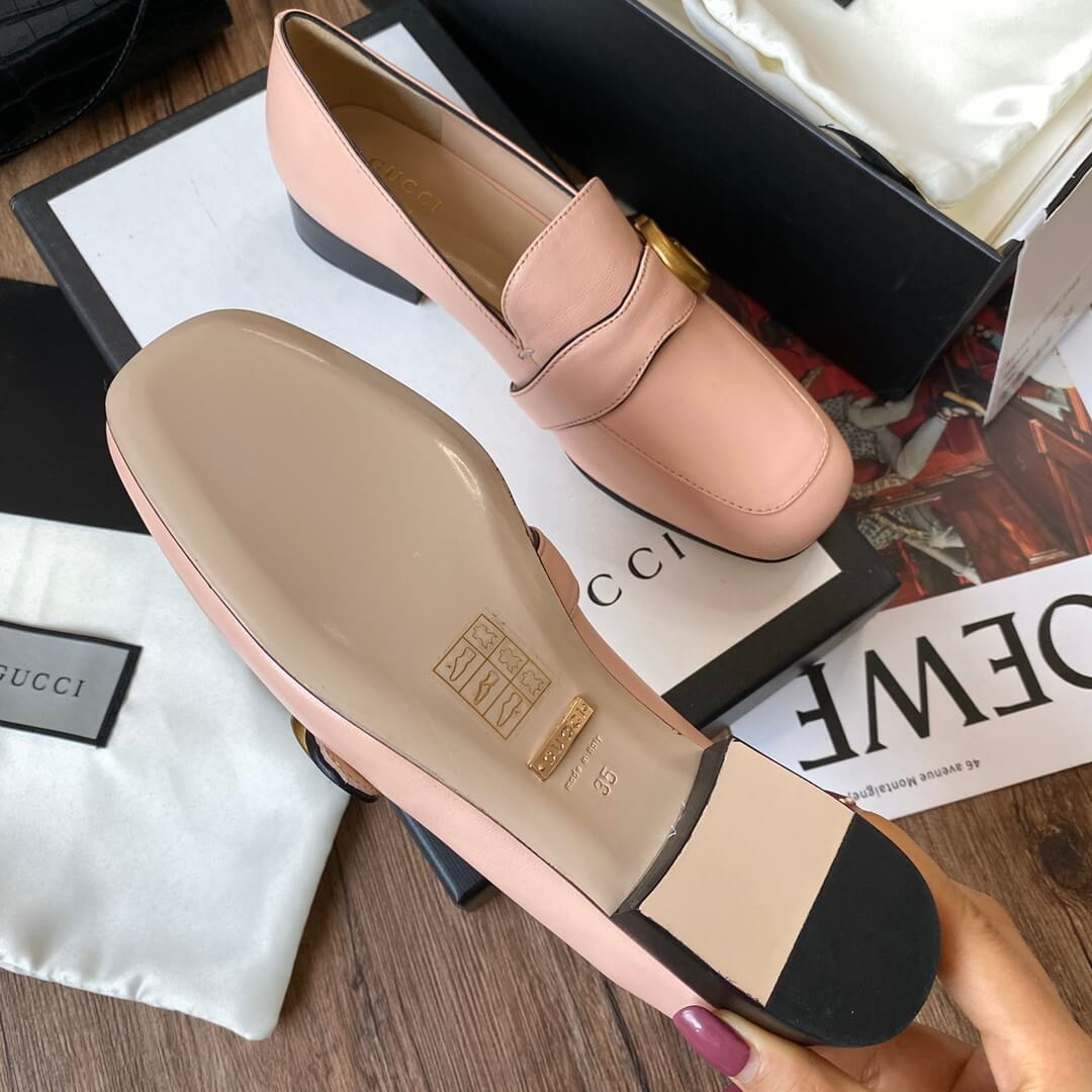 Gucci Leather Loafer with Double G 602496 Pink