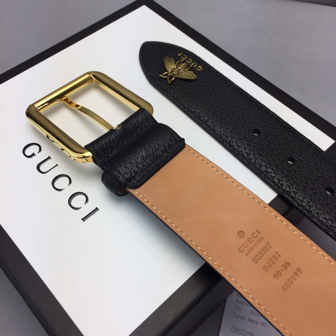 Gucci Leather Belt With Bee 40mm 523307