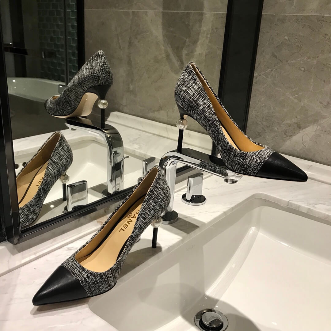 Chanel Tweed Pearl Heel Pumps G178144