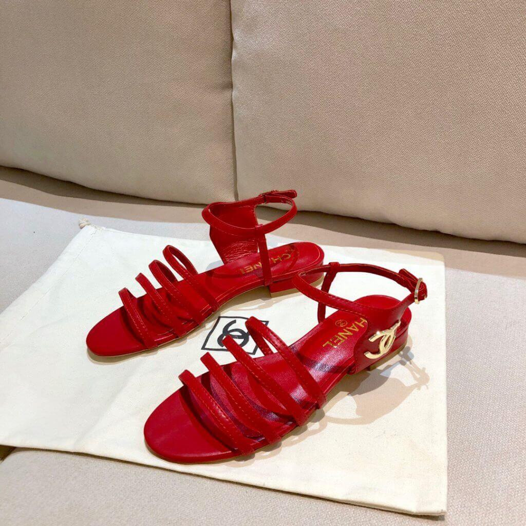 Chanel Lambskin CC Logo Sandals G36958