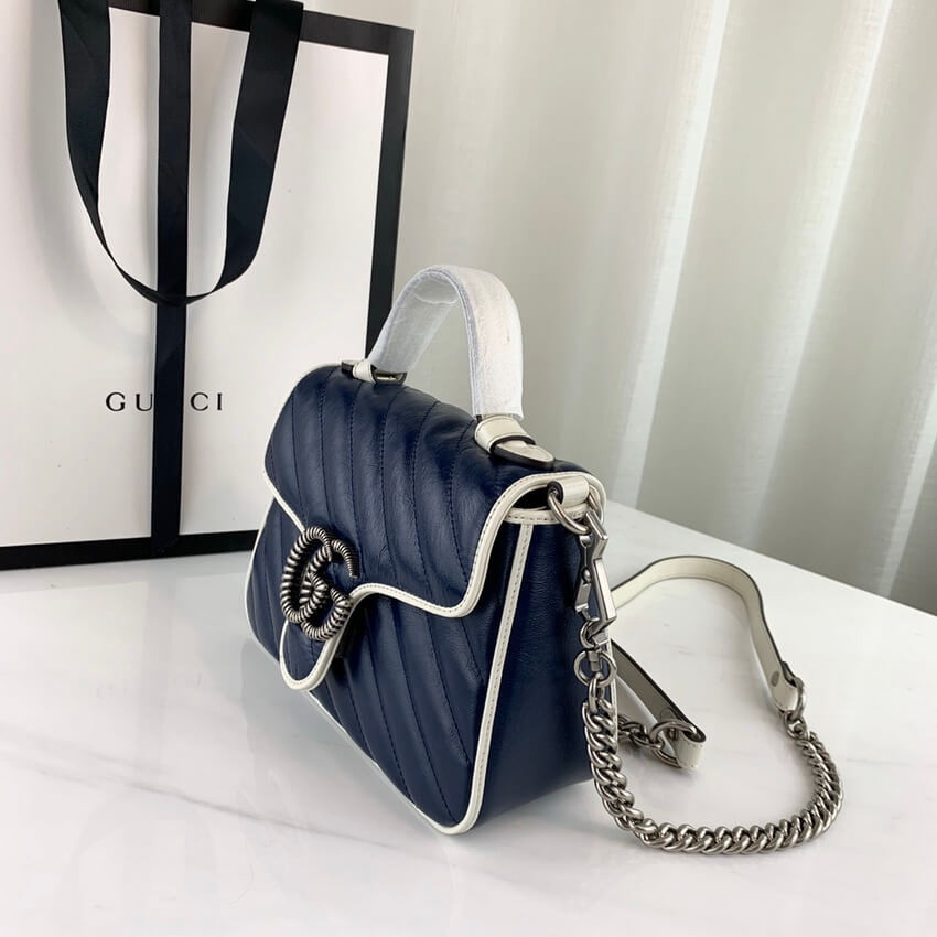 Gucci GG Marmont Mini Top Handle Bag 583571 Blue