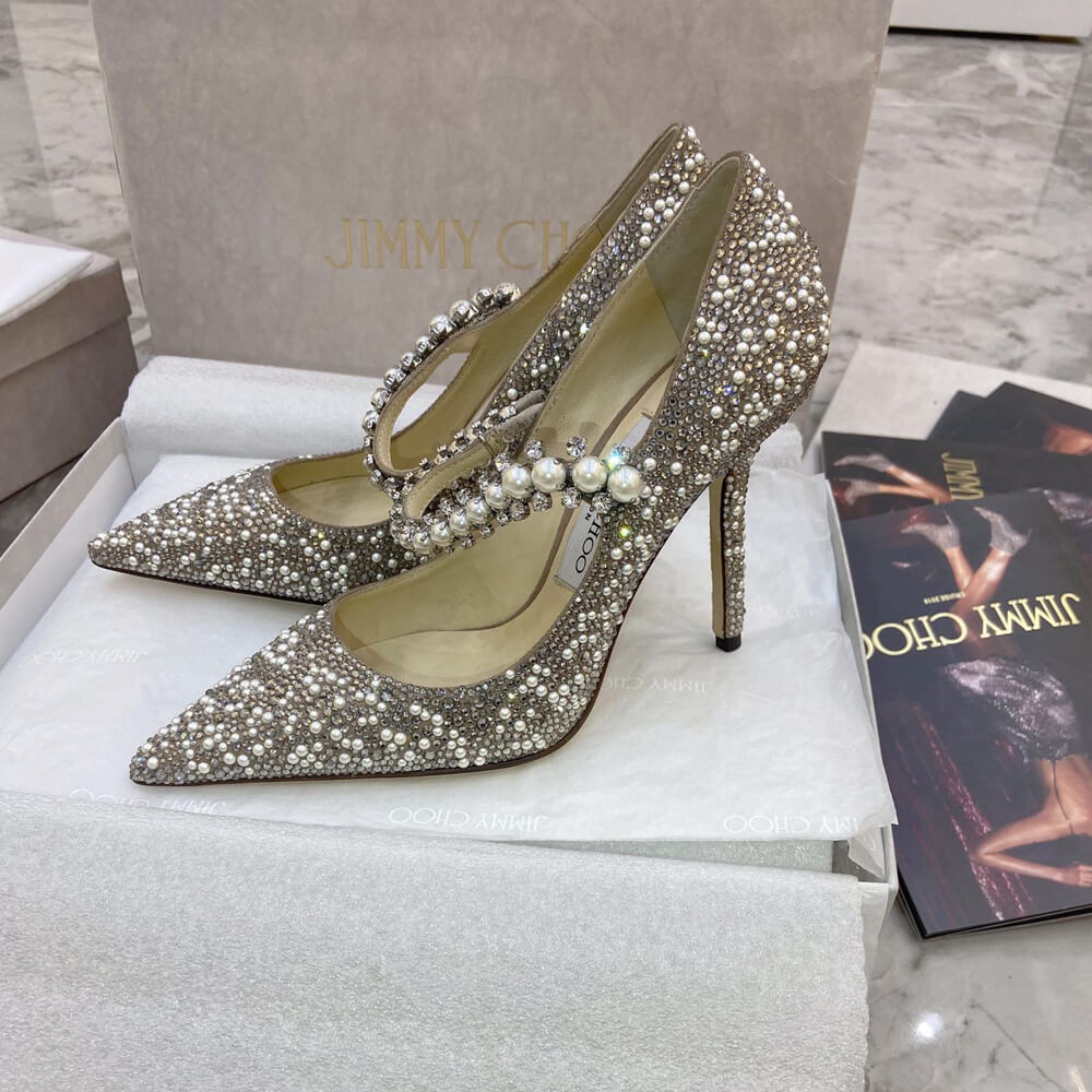 Jimmy Choo Baily 10cm Ballet Pink Suede Mary Jane Pearl Pumps 81115