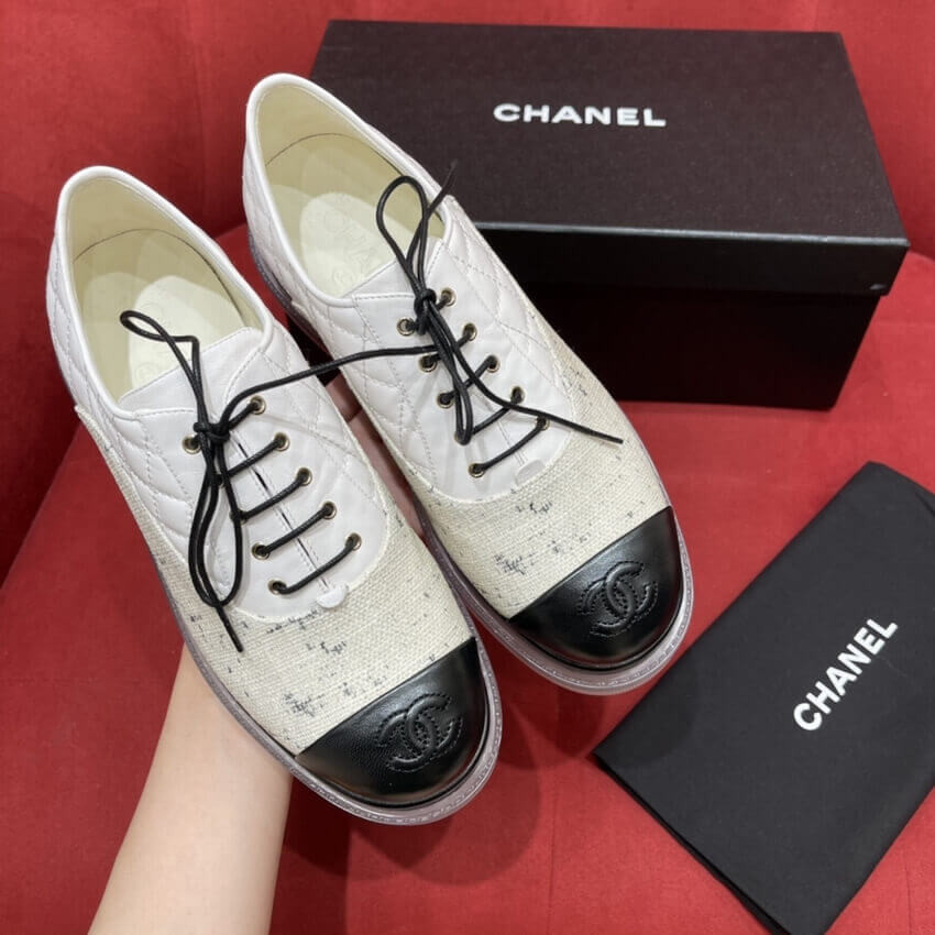 Chanel Calfskin Lace-Ups G37238 White