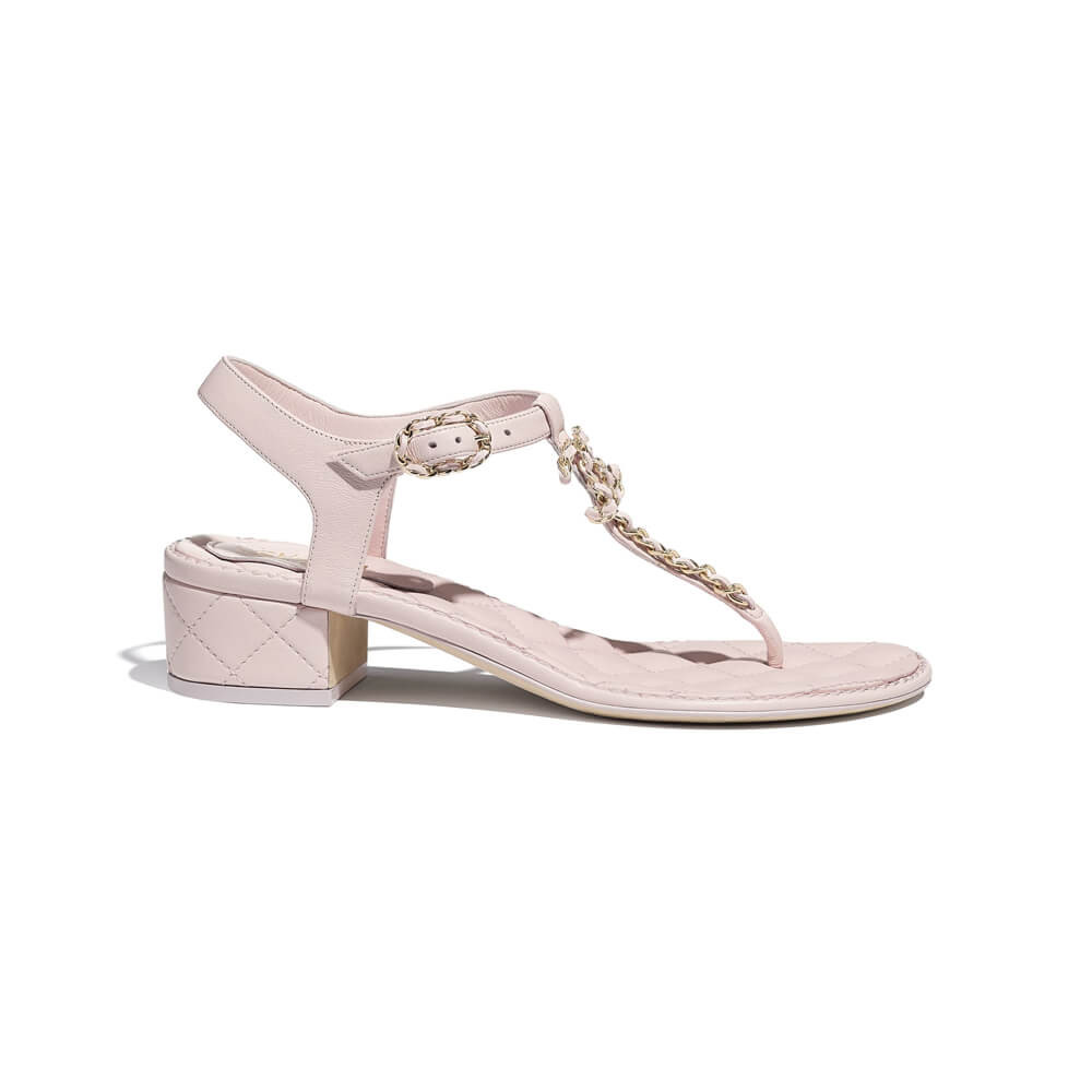 Chanel Lambskin CC Chain Thong Sandals G31463