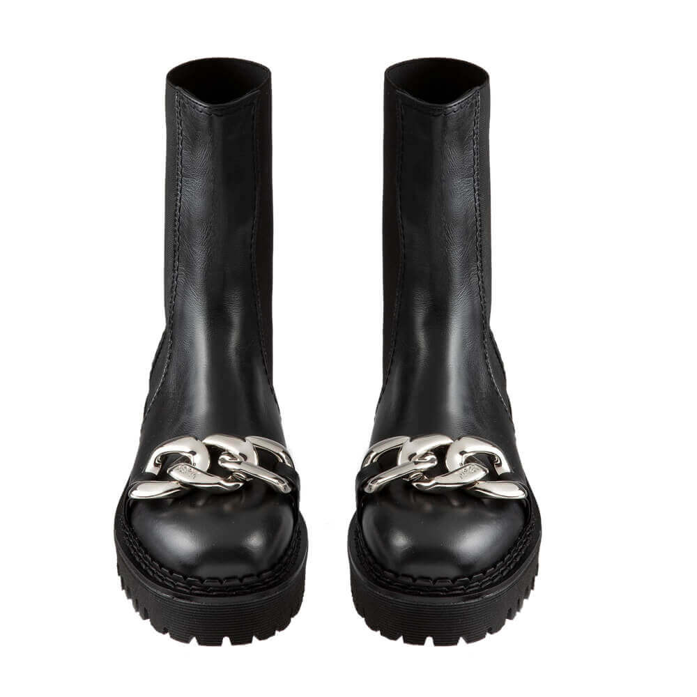 N°21 Chunky Chain-Embellished Ankle Boots Black
