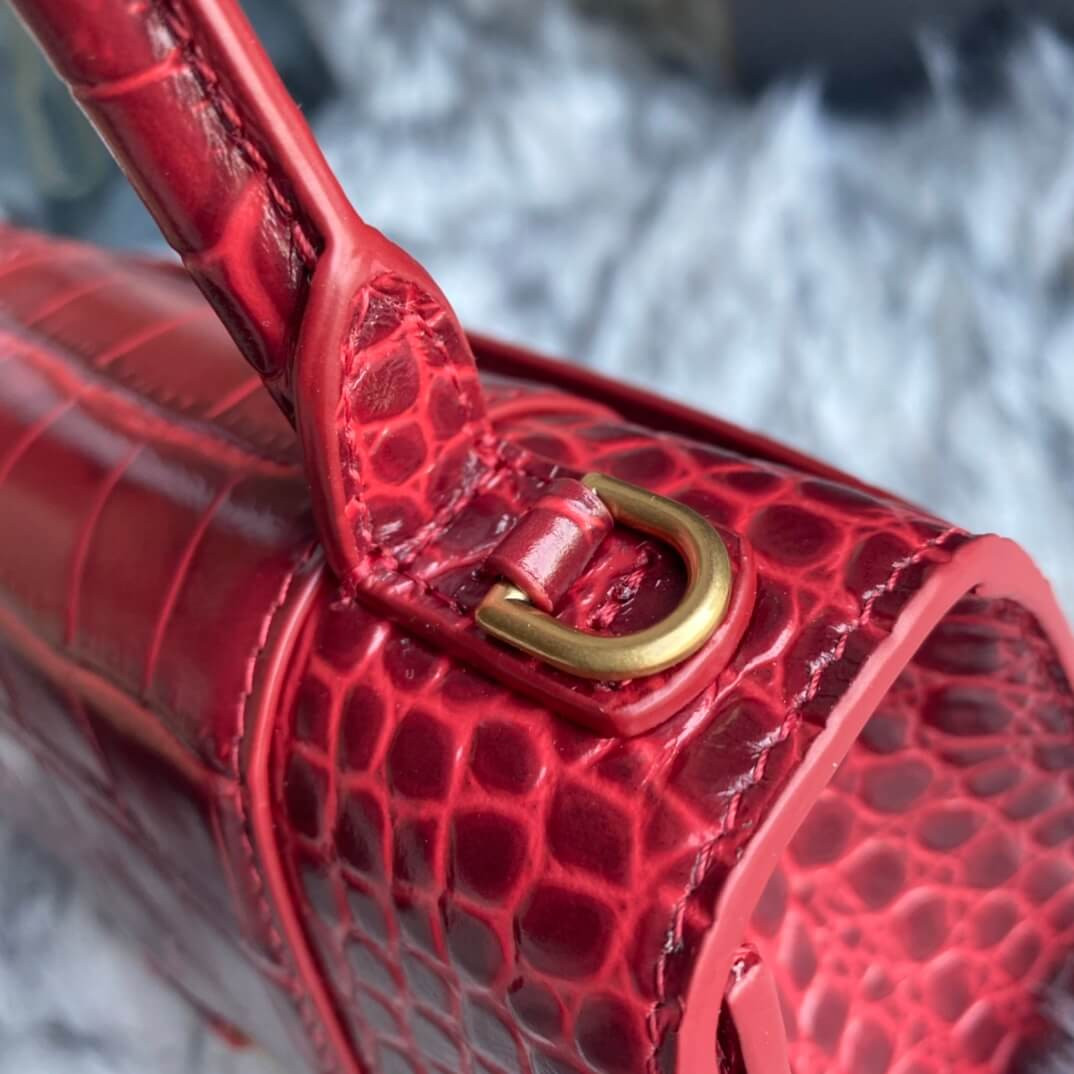Balenciaga Hourglass XS Croc-Effect Leather Tote