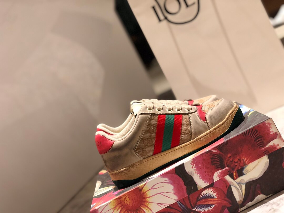 Gucci Screener Leather Sneaker 570443 Red