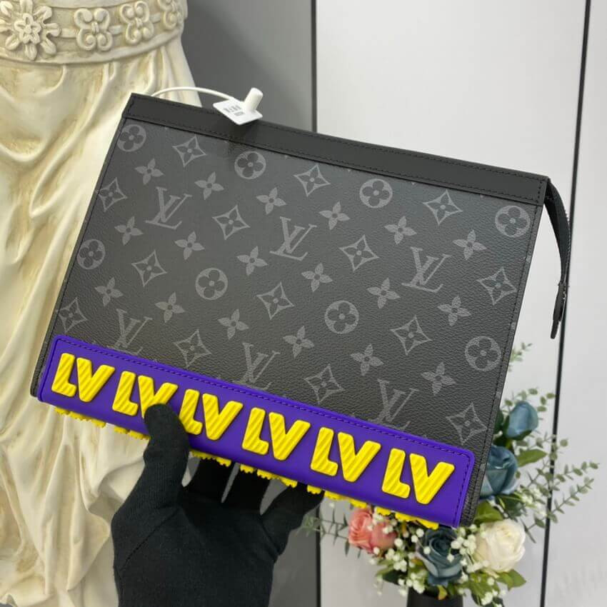 Louis Vuitton Pochette Voyage MM Monogram Eclipse LV Rubber M80792
