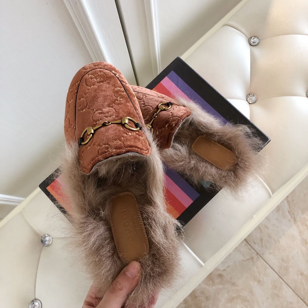 Gucci Princetown GG Velvet Slipper 448657