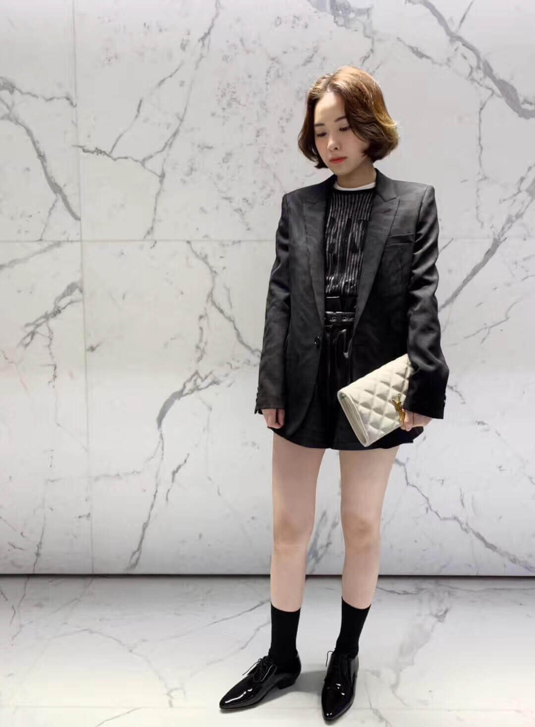 Saint Laurent Becky Chain Wallet In Quilted Lambskin 585031