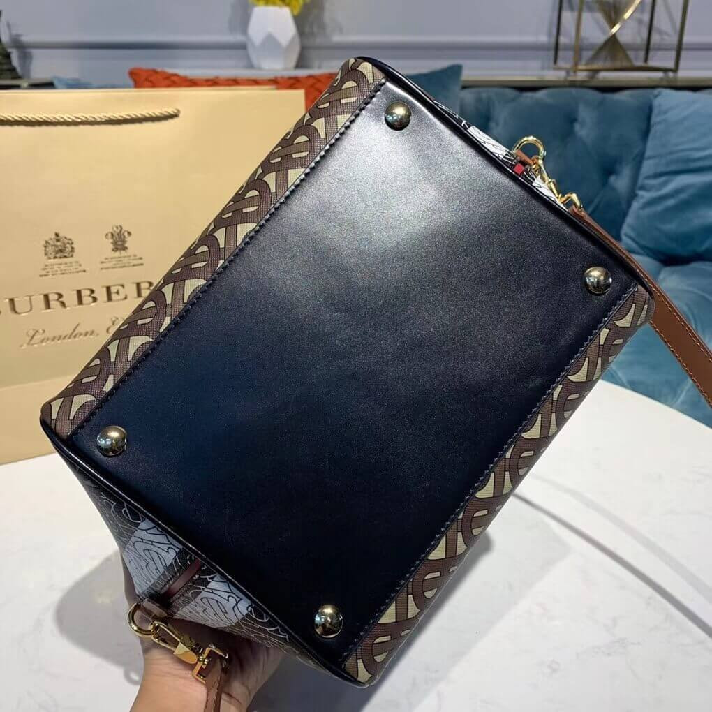 Burberry Small Monogram Stripe E-canvas Cube Bag 80193561