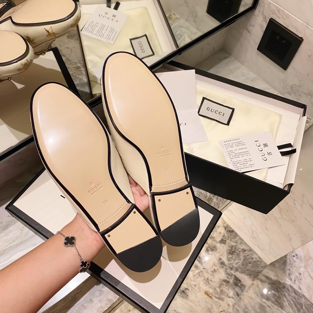 Gucci Princetown Embroidered Leather Slipper 505268 White