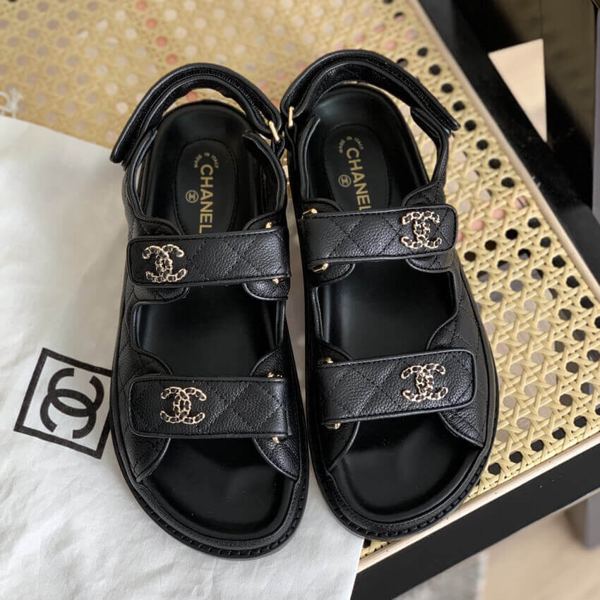 Chanel Woven CC Velcro Sandals 261155