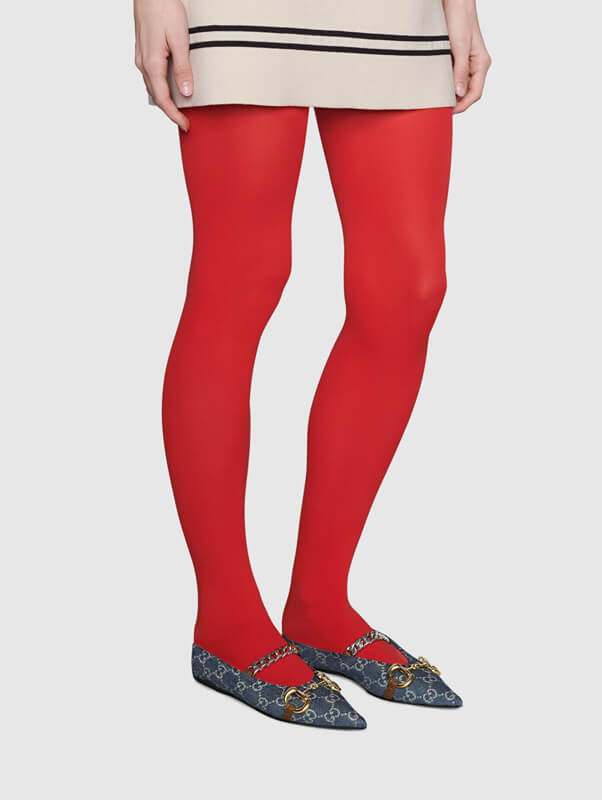 Gucci Ballet Flat With Horsebit In Blue Denim 621161