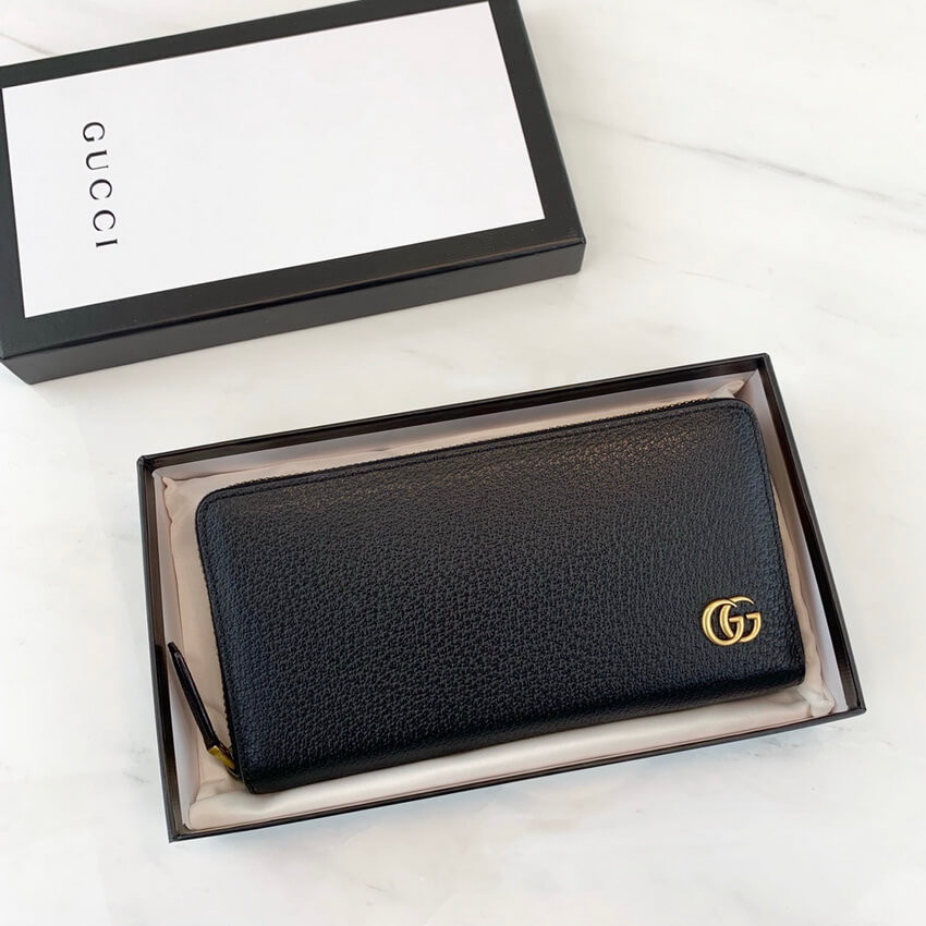 Gucci GG Marmont Metal-Free Tanned Leather Zip Around Wallet 428736