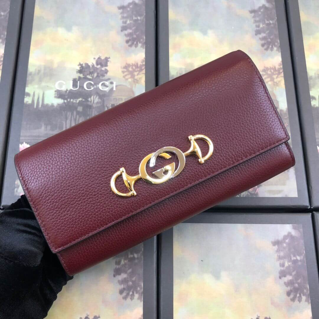 Gucci Zumi Grainy Leather Continental Wallet 573612
