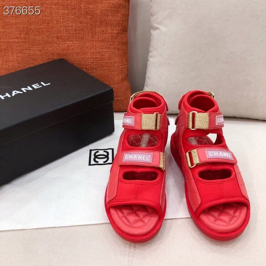 Chanel Goatskin with Fabric Sandals G37231