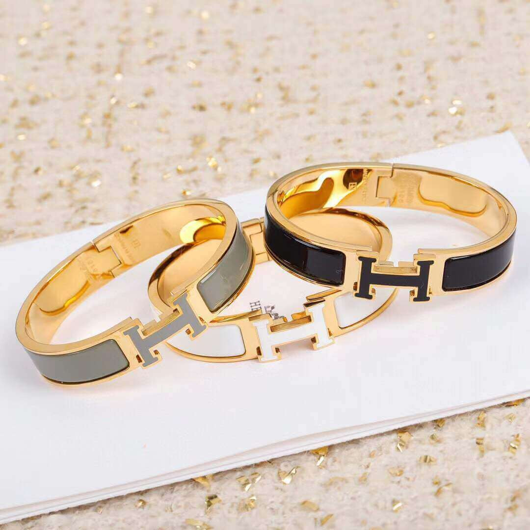 Hermes Narrow Clic Clac H Enamel Bracelet