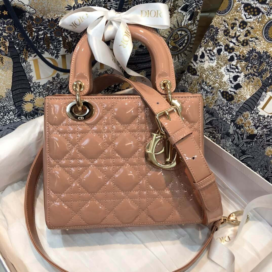 Christian Dior Patent Calfskin Small Lady Dior Bag M0531