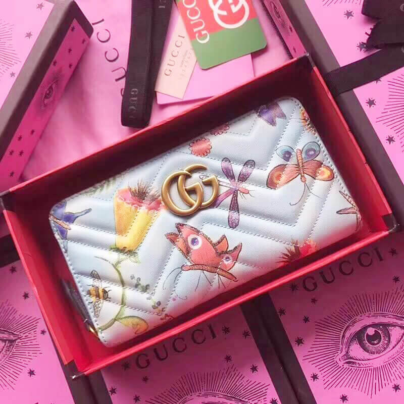 Gucci Unskilled Worker GG Marmont Zip Around Wallet 443123