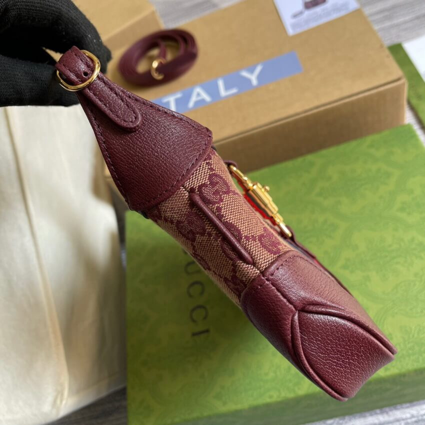 Gucci Jackie 1961 Mini Shoulder Bag 637092 in Burgundy GG Canvas