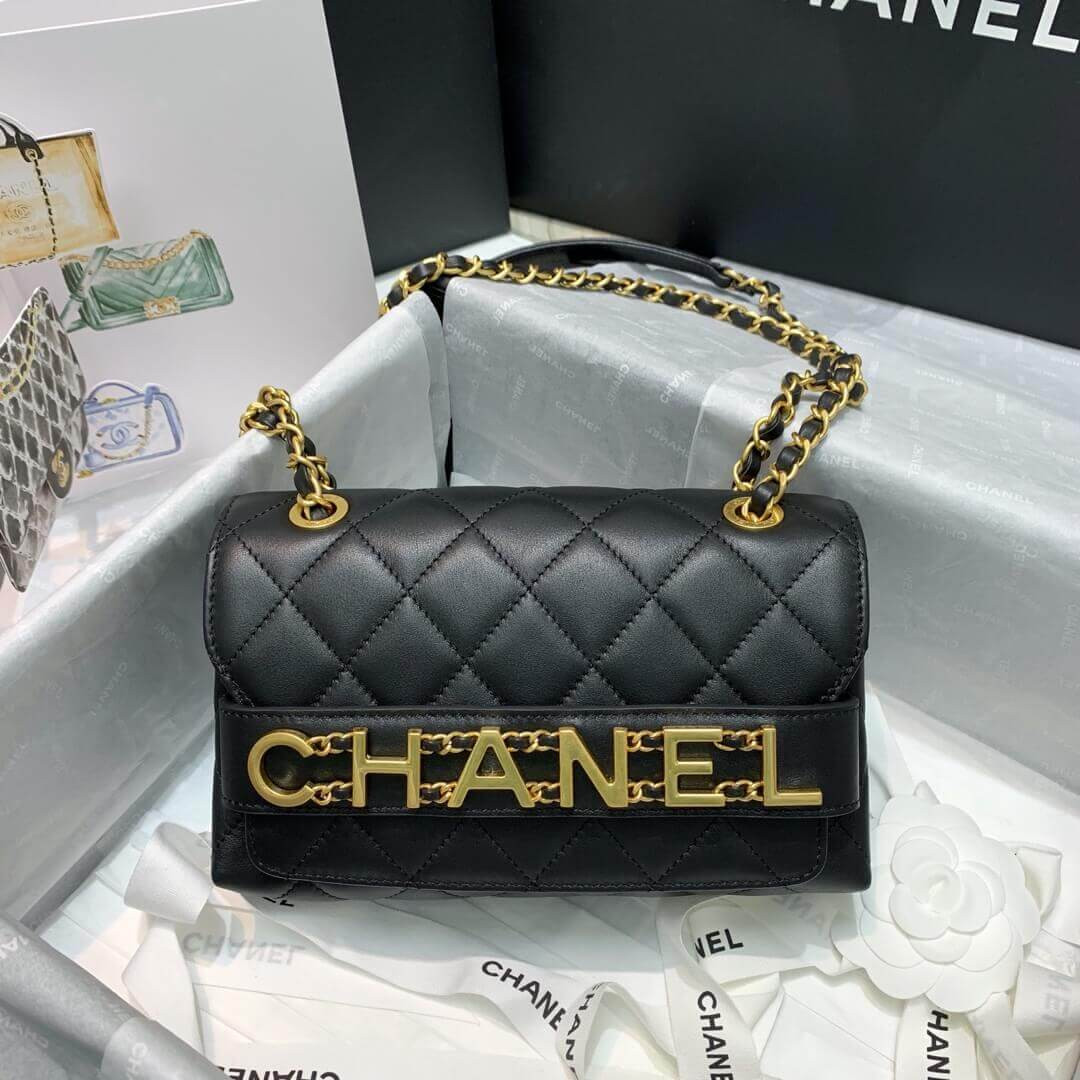 Chanel Front Logo Small Flap Bag AS1490