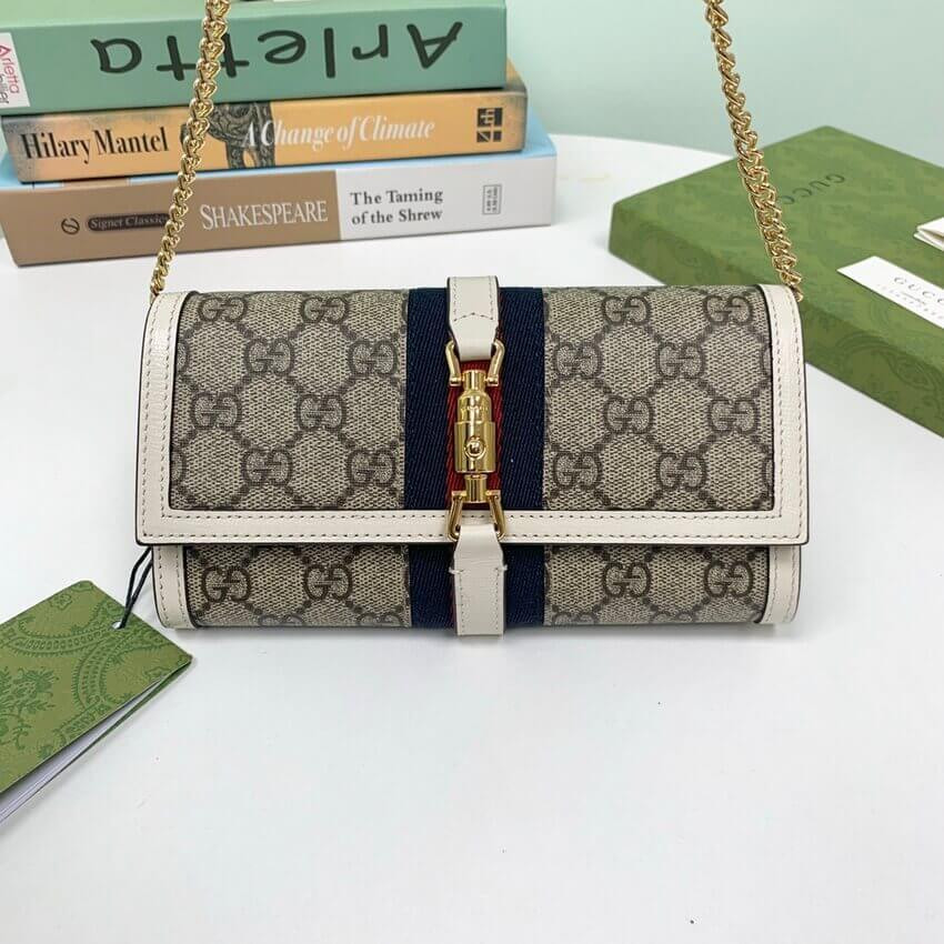 Gucci Jackie 1961 Chain Wallet 652681 White