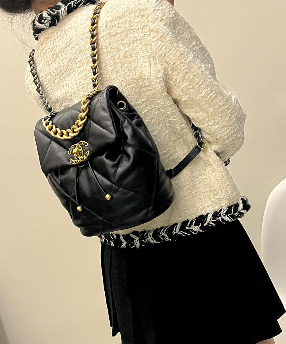 Chanel 19 Backpack Black Quilted Lambskin AS4223