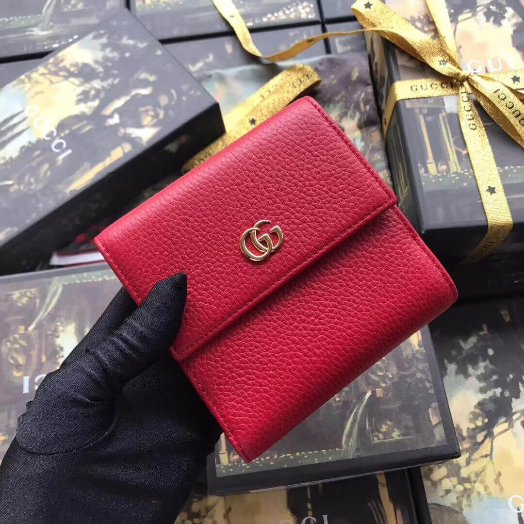 Gucci Leather French Flap Wallet 456122