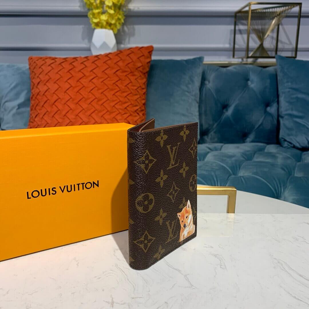 Louis Vuitton Monogram Canvas Dog Print Passport Cover M64502