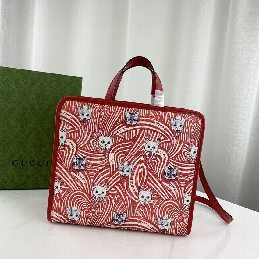 Gucci Yuko Higuchi Tote Bag Cat Print 605614