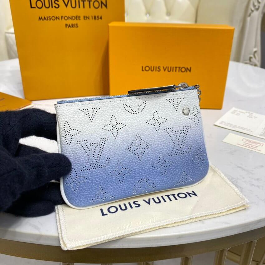 Louis Vuitton Key Pouch in Blue Gradient Mahina Perforated Leather M69508