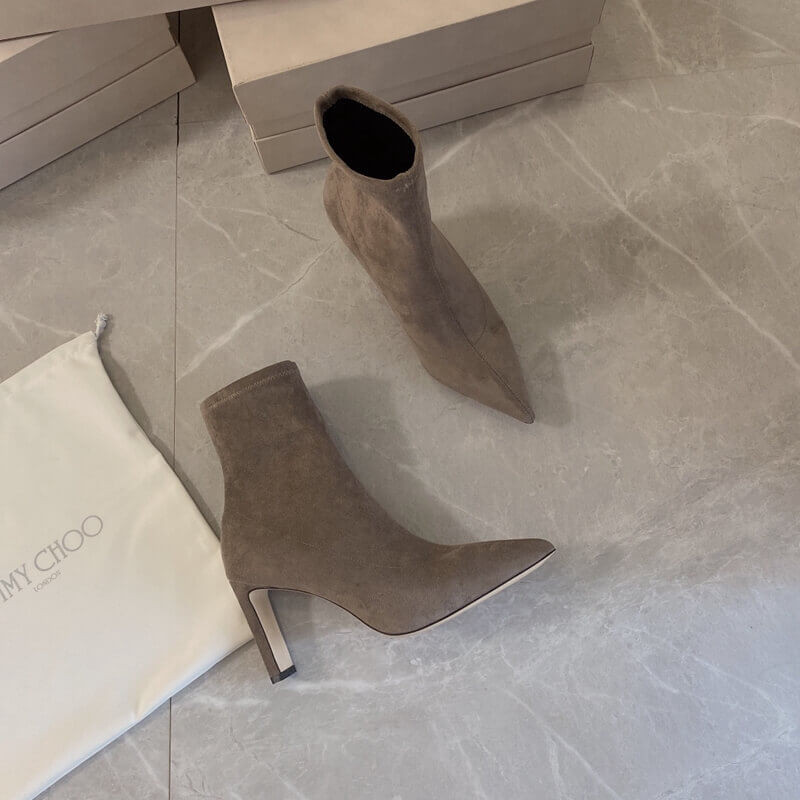 Jimmy Choo Louella 85 Stretch-Suede Sock Boots J170