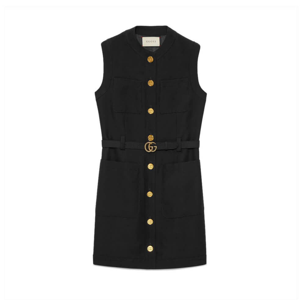 Gucci Cady Silk Wool Vest With Double G 609245