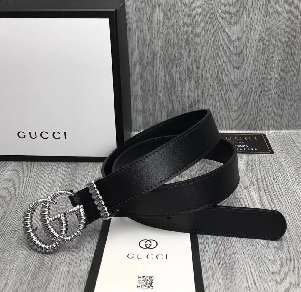Gucci 30mm Leather Belt With Torchon Double G Buckle 524102