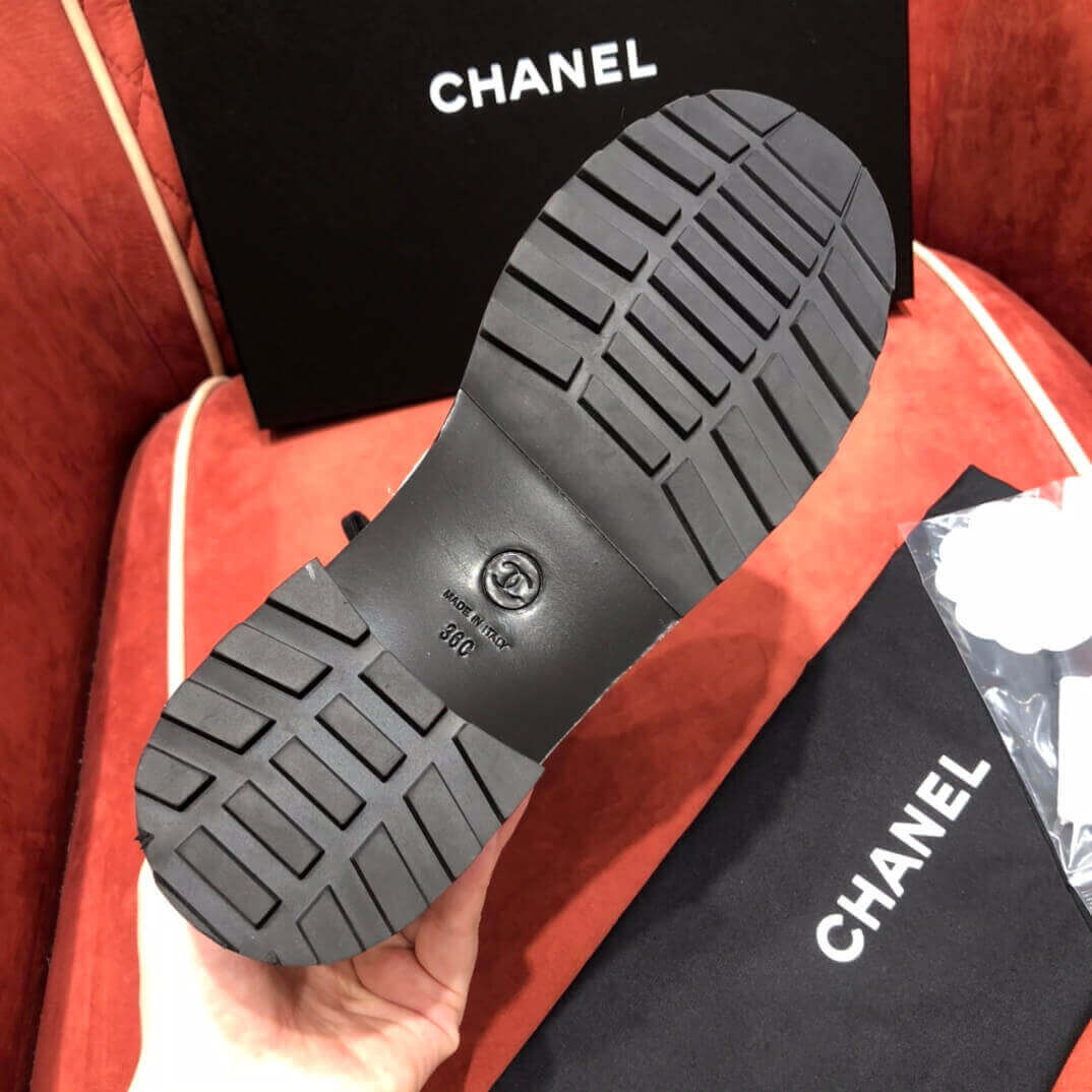 Chanel Pearl Embellished Ankle Boots G36209 Black/White