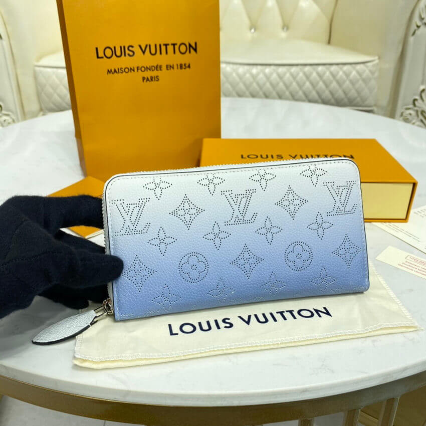 Louis Vuitton Zippy Wallet in Blue Gradient Mahina Perforated Leather M80494