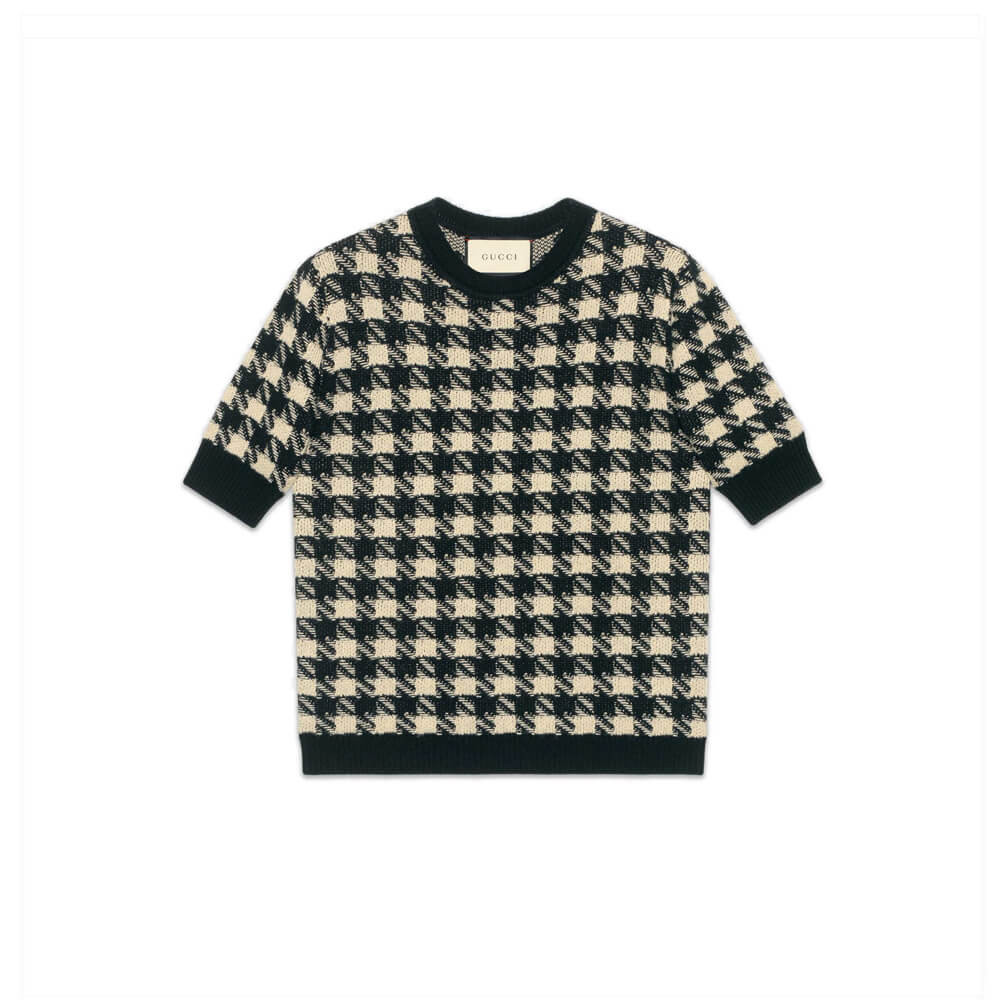 Gucci Houndstooth Short Sleeve Jumper 595697