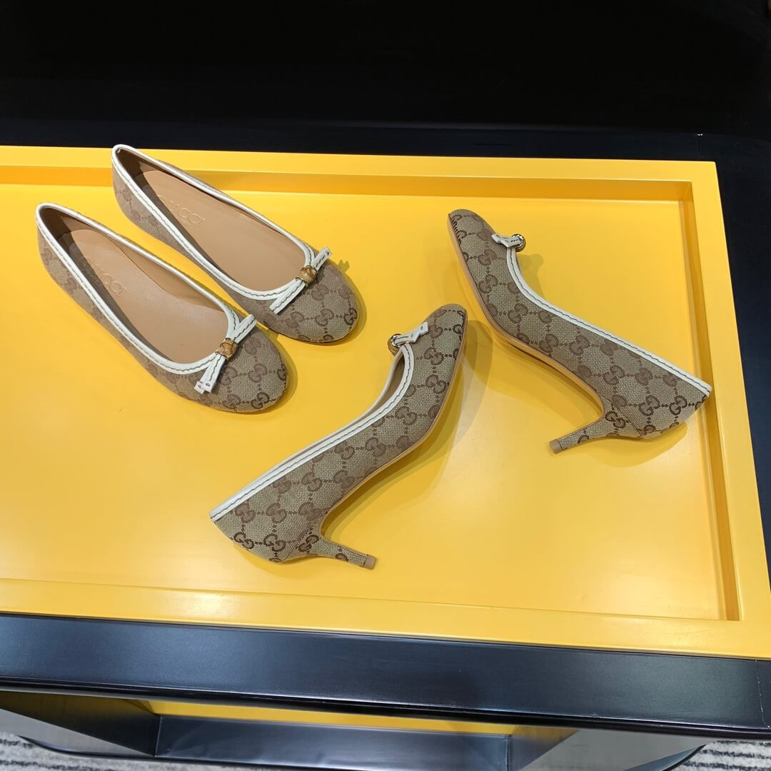 Gucci Canvas Ballerinas 423167 Apricot