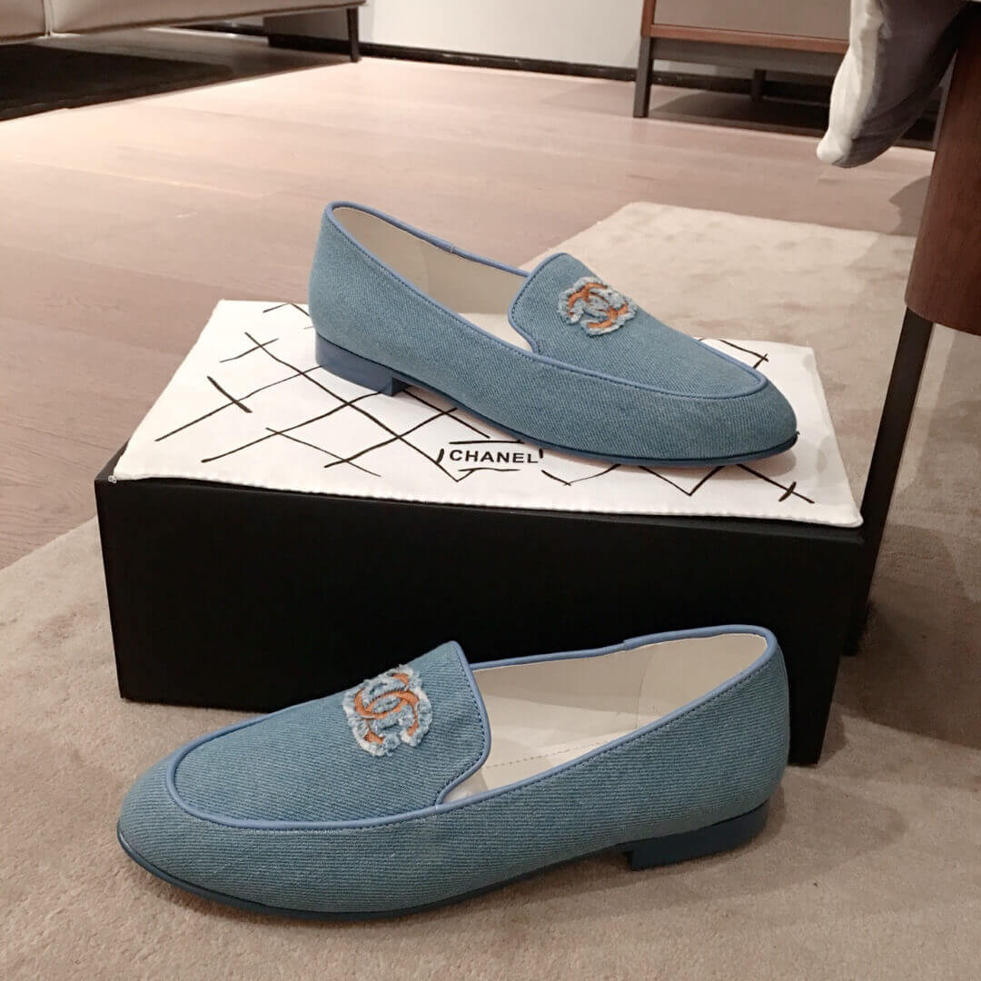 Chanel Denim Logo Loafers G35782