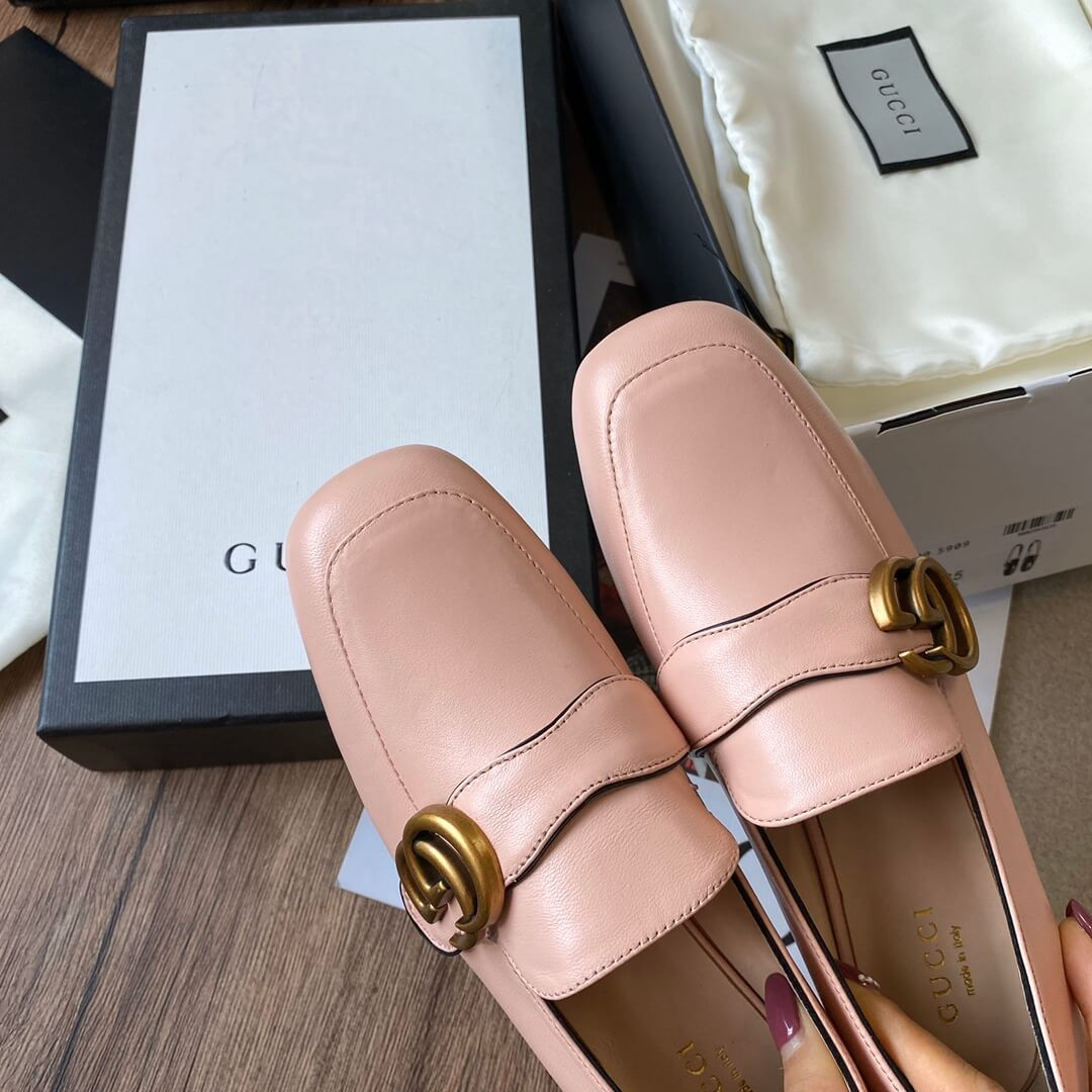 Gucci Leather Loafer with Double G 602496 Pink