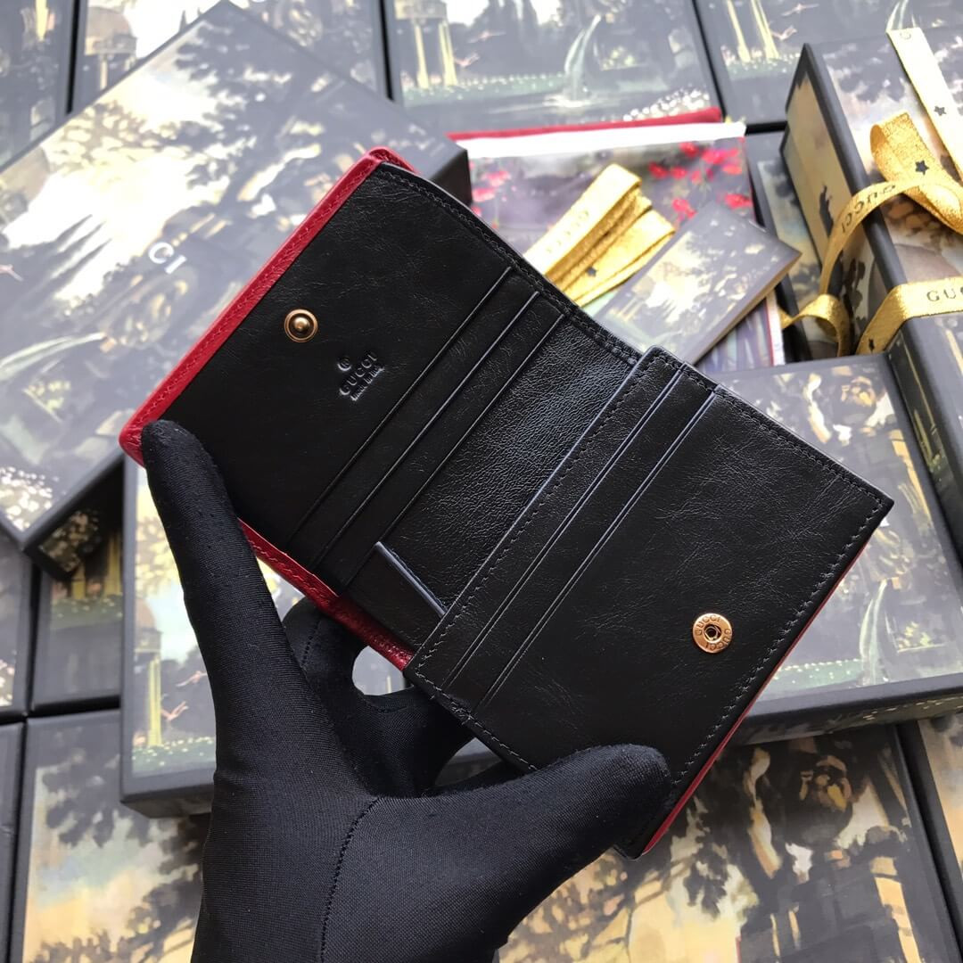 Gucci GG Marmont Card Case Wallet 573811 Beige/Black