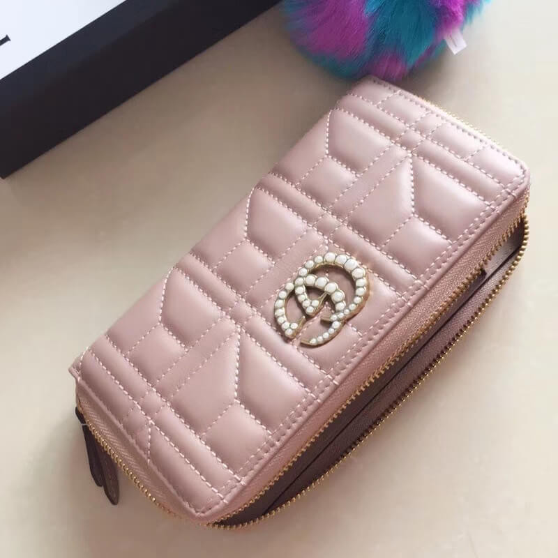 Gucci Pearly GG Marmont Zip Around Wallet 443123