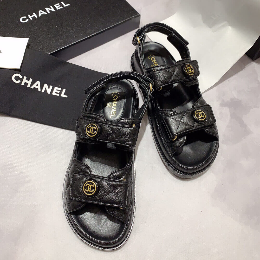 Chanel CC Quilted Velcro Sandals G31848