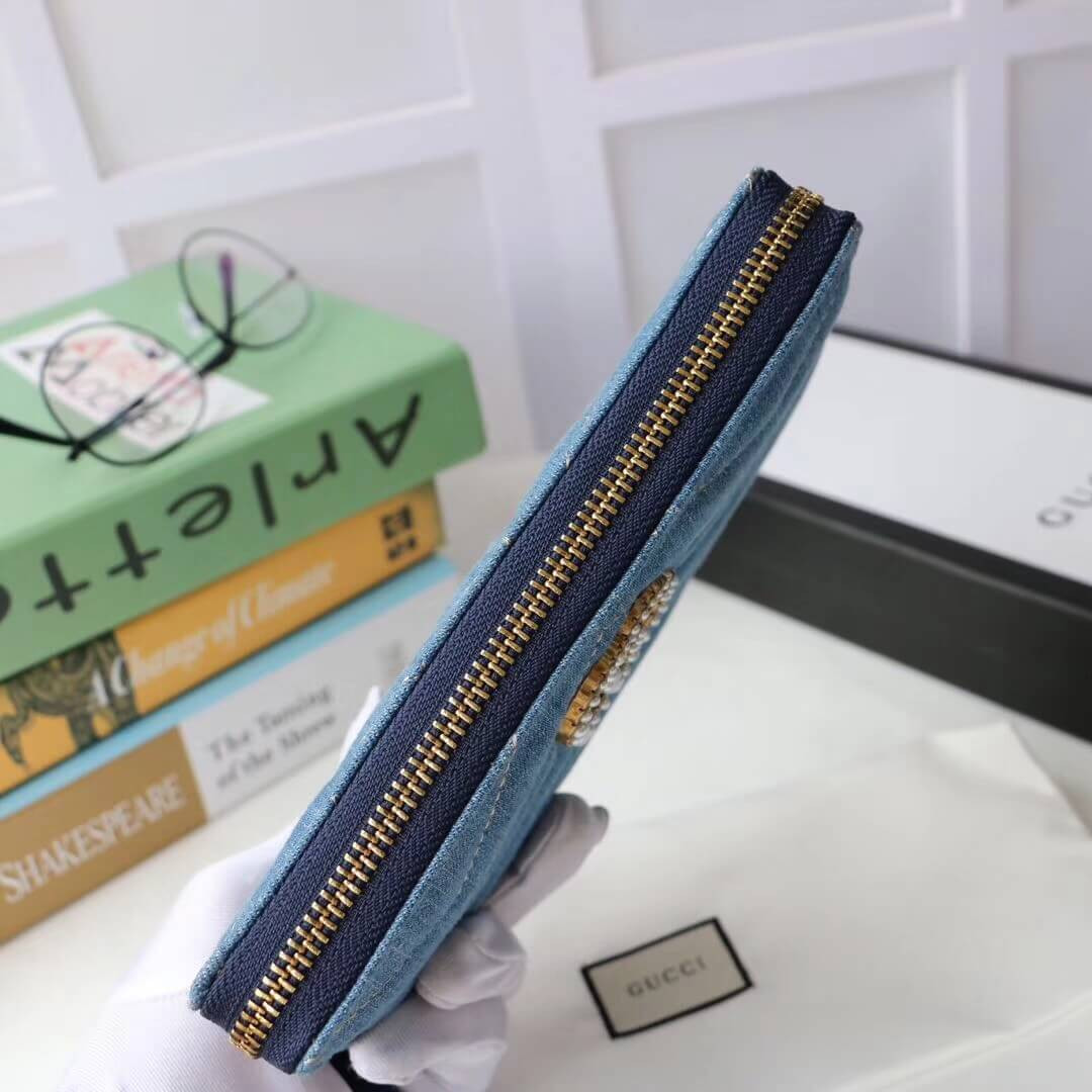 Gucci Denim Zip Around Wallet 443123
