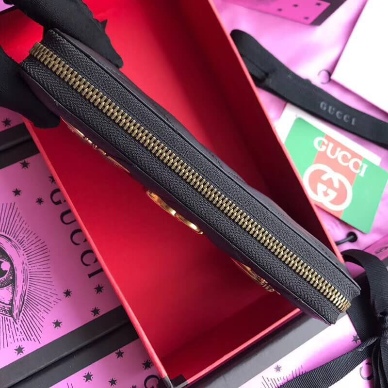 Gucci GG Animal Metal Marmont Studs Zip Around Wallet 443123